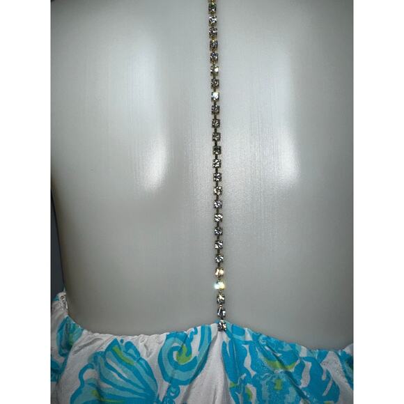 Lilly Pulitzer Womens Size 4 Whistler Silk Dress Pockets Blue Halter Rhinestone - Picture 3 of 7